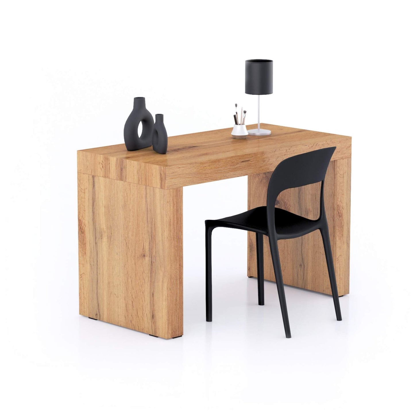 Mobili Fiver, Bureau Evolution 70,9 x 23,6 po, Frêne noir avec un pied, finition stratifiée, bureau moderne, bureau d'écriture et d'étude pour chambre à coucher, bureau, meubles italiens 