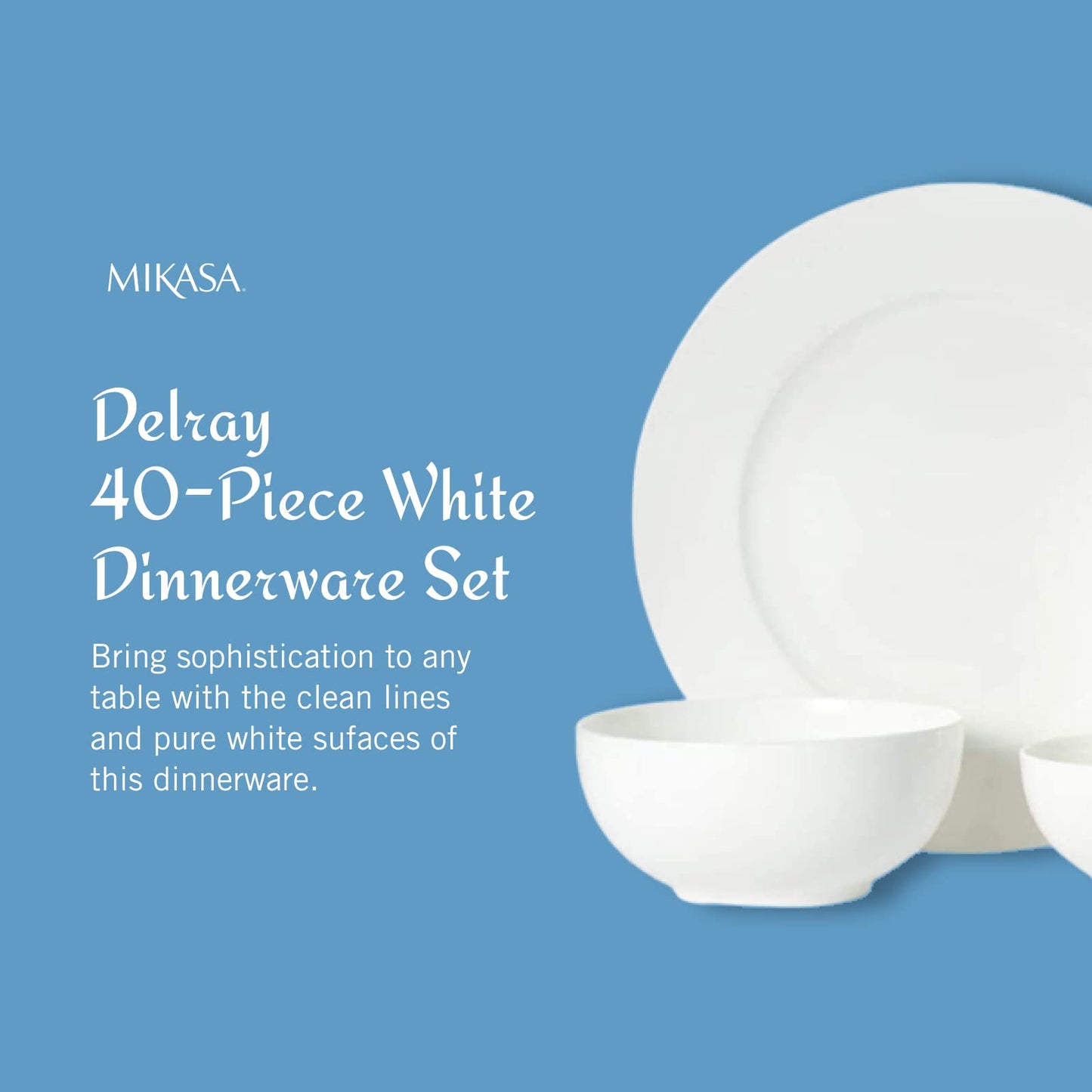 Service de table en porcelaine tendre Mikasa Delray, 16 pièces, service pour 4 personnes 