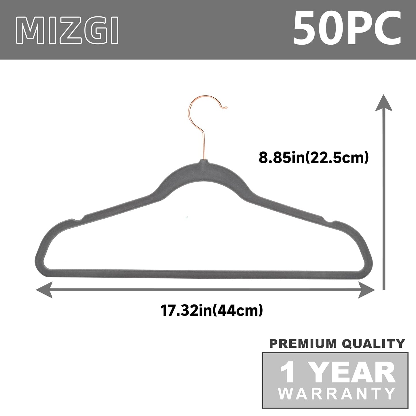 MIZGI Premium Velvet Hangers (30 Pack) Heavy Duty- Non Slip - Velvet Suit Hangers Black - Copper/Rose Gold Hooks,Space Saving Clothes Hangers (Black)