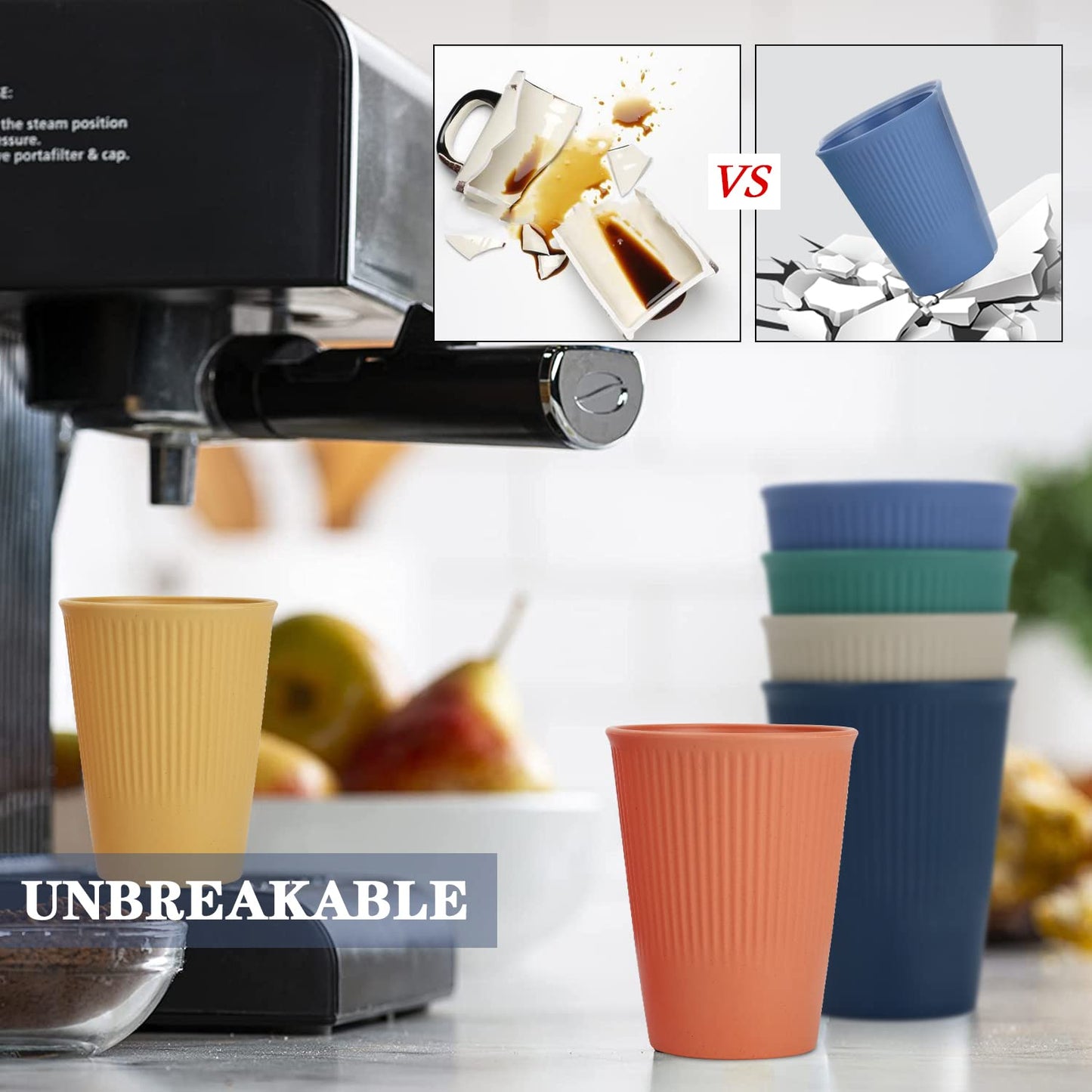 Homienly Wheat Straw Cups – Reusable, Unbreakable, Tumblers, Stackable & Dishwasher Safe