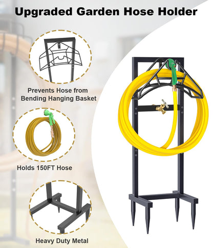 Freestanding Garden Hose Holder – Heavy Duty Metal Outdoor Hose Organizer