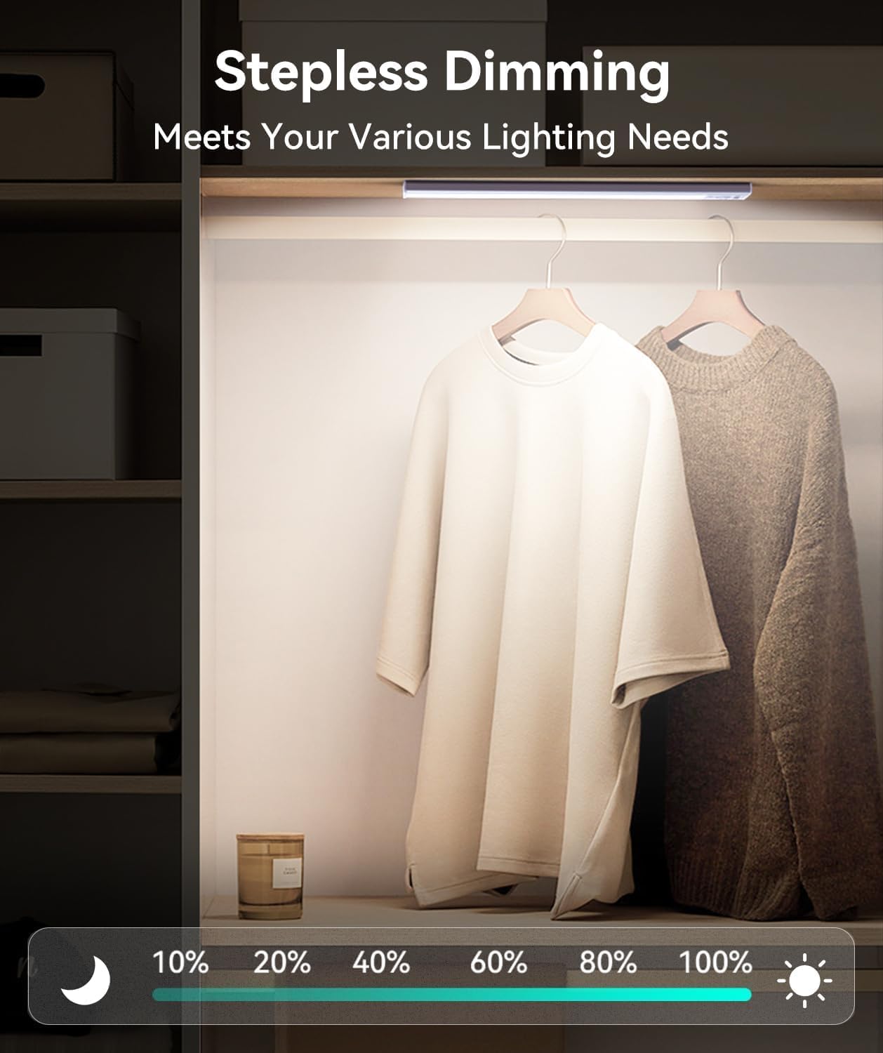 13inch Under Cabinet Lighting, 3200mAh Rechargeable Motion Sensor Light Indoor, LED Battery Operated Cabinet Lights, Dimmable Closet Light, Wireless Under Counter Lights for Kitchen (2pack)