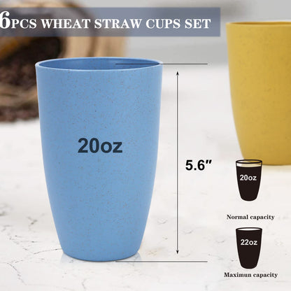 Homienly Wheat Straw Cups – Reusable, Unbreakable, Tumblers, Stackable & Dishwasher Safe