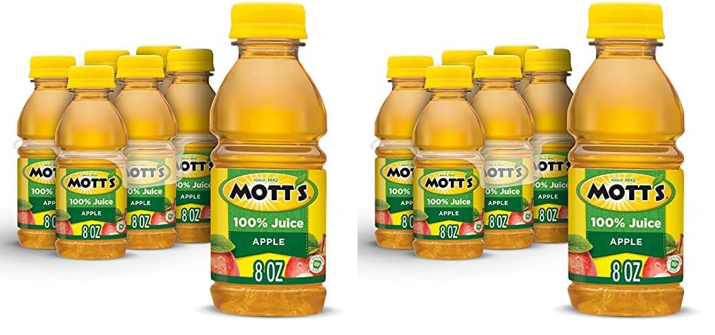 Mott's 100 % Original Apfelsaft, 8-fl-oz-Flaschen, 24 Stück (4 Packungen mit 6 Stück), 2 Portionen Obst, 100 % Fruchtsaft, glutenfrei, koffeinfrei, koscher, enthält keine künstlichen Farbstoffe oder Süßstoffe 