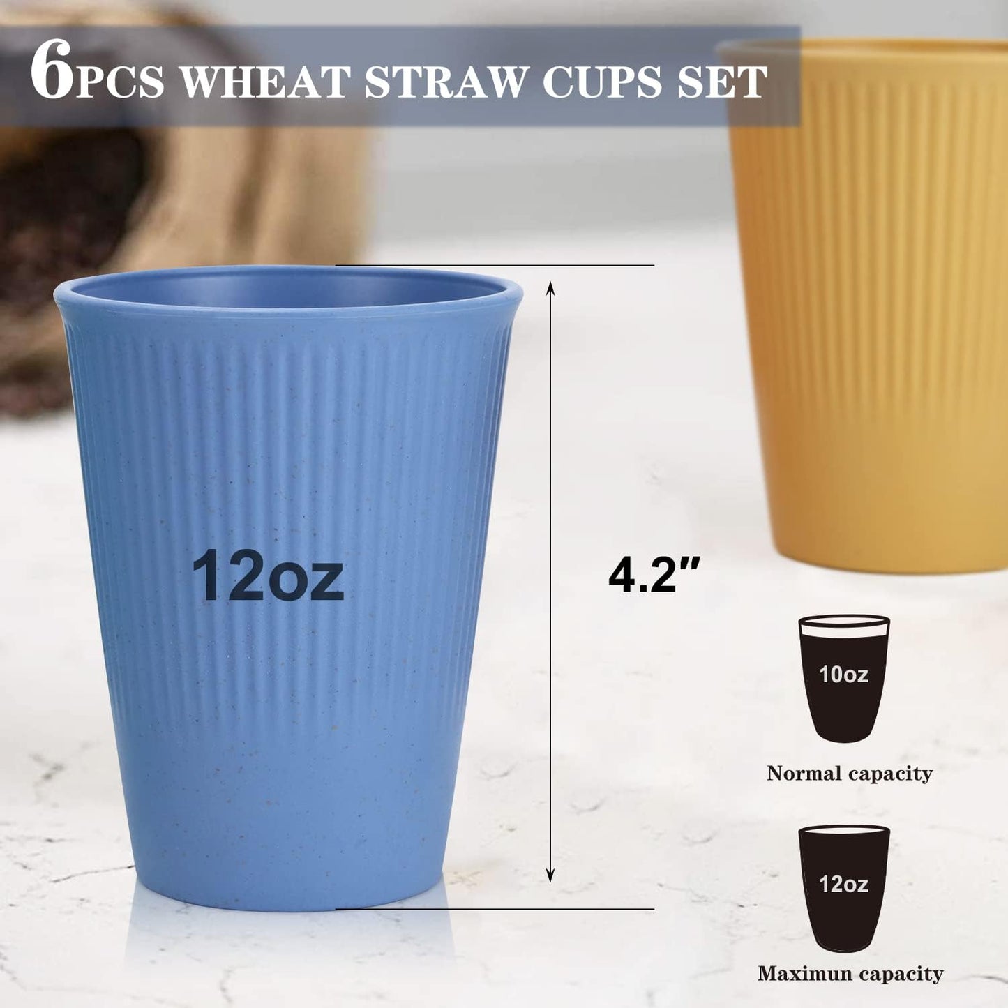 Homienly Wheat Straw Cups Plastic Cups Unbreakable Drinking Cup Reusable Dishwasher Safe Water Glasses Plastic Stackable Water Tumblers in Multi color(20 OZ 8 PCS)