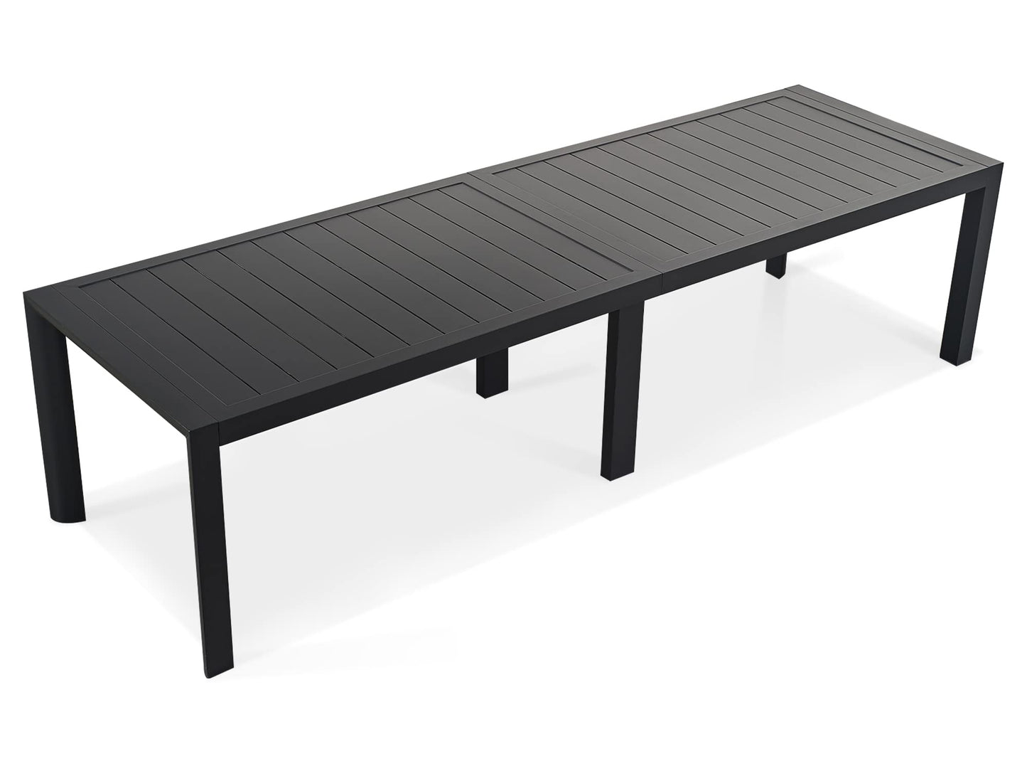 PURPLE LEAF Outdoor Dining Table 121" X 37" Slatted Tabletop Large Aluminum Rectangular Patio Dining Table for 10, Weather-Resistant Patio Table for Backyard Garden Lawn Porch Deck