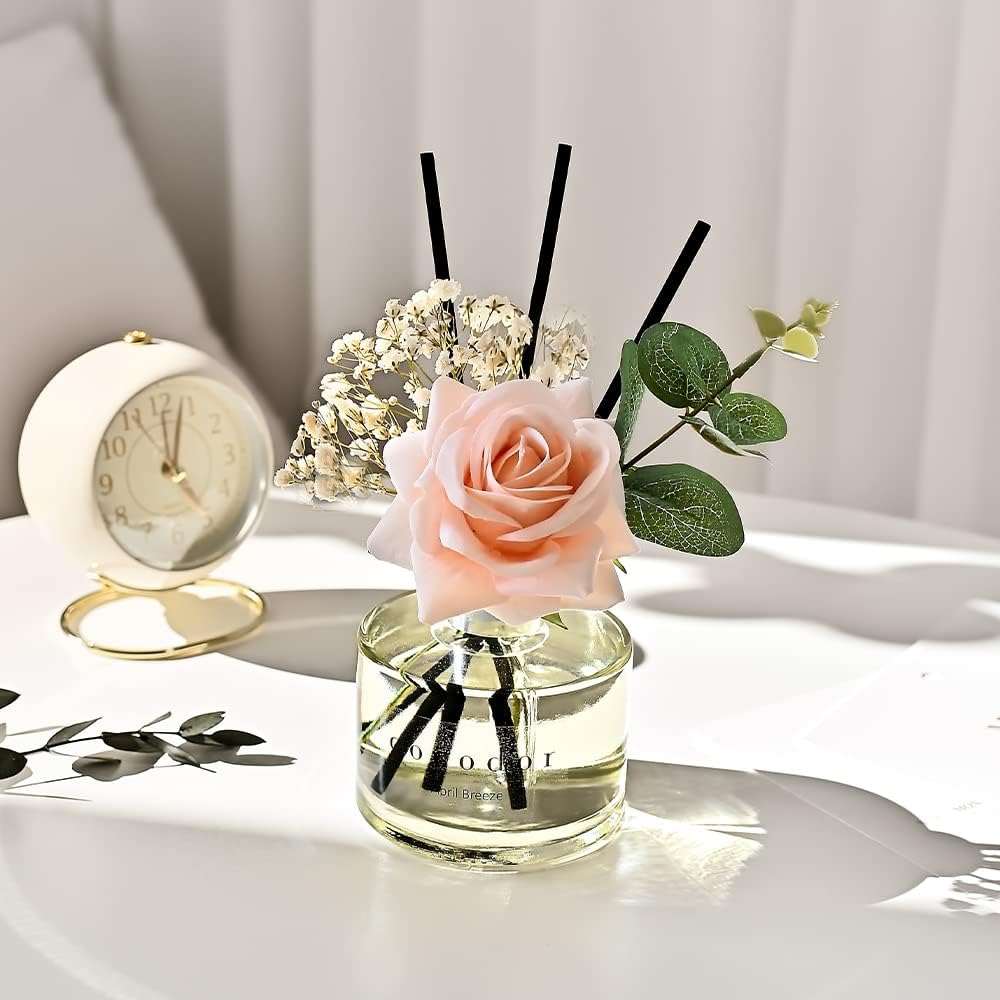 COCODOR Flower Reed Diffuser Set / 6.7oz / White Jasmine/Scent Diffuser with Sticks Home Fragrance Reed Diffuser for Bathroom Shelf Decor