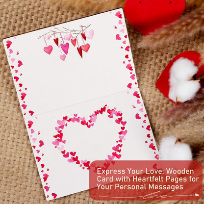 Wooden Valentines Day Card for Her Him, Romantic Wood Happy Valentines Day Gifts for Husband Wife Girlfriend Boyfriend, Wooden Valentine Greeting Card