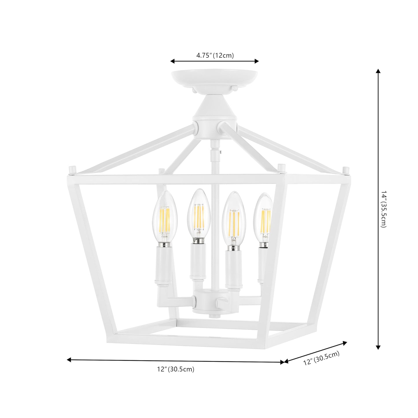 JONATHAN Y JYL7610A Plains Mini-Laterne, 30,5 cm, 4 Lichter, Eisen, modernes Bauernhaus-LED-Bündigeinbauset, rustikal, industriell, dimmbar, 2700 K, gemütliches warmes Licht, für Küche, Flur, Badezimmer, Treppenhaus, ölgeriebene Bronze 