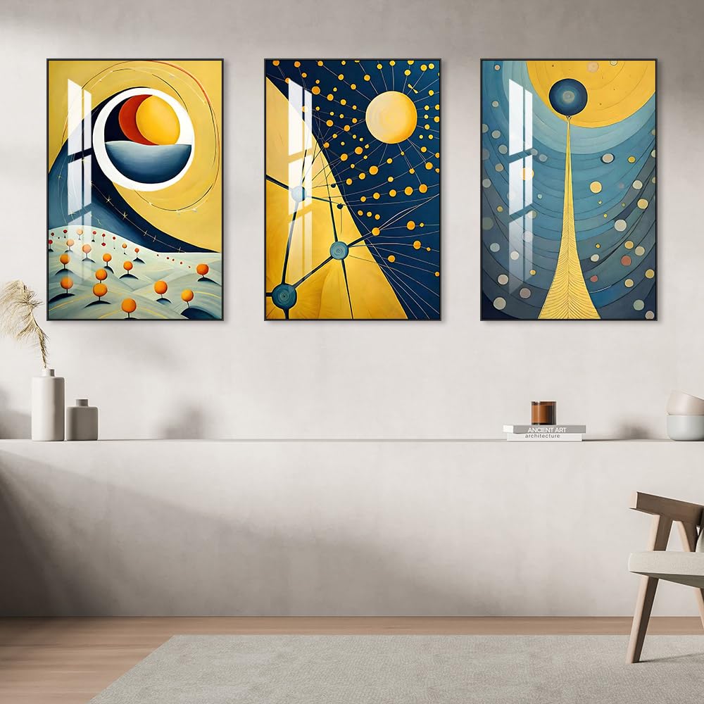 Framed Wall Art Set of 3 Bright Posters & Prints, Modern Abstract Aesthetic Pictures Decor For living room Bedroom Kitchen Office. Wall Art Decor Are Great Gifts Choice (16" X 24" X 3 pieces)