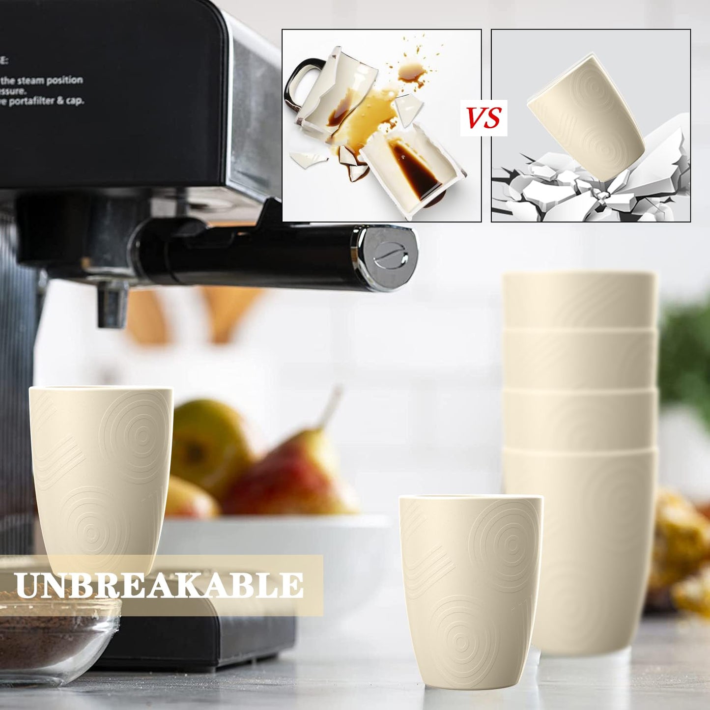 Homienly Wheat Straw Cups – Reusable, Unbreakable, Tumblers, Stackable & Dishwasher Safe