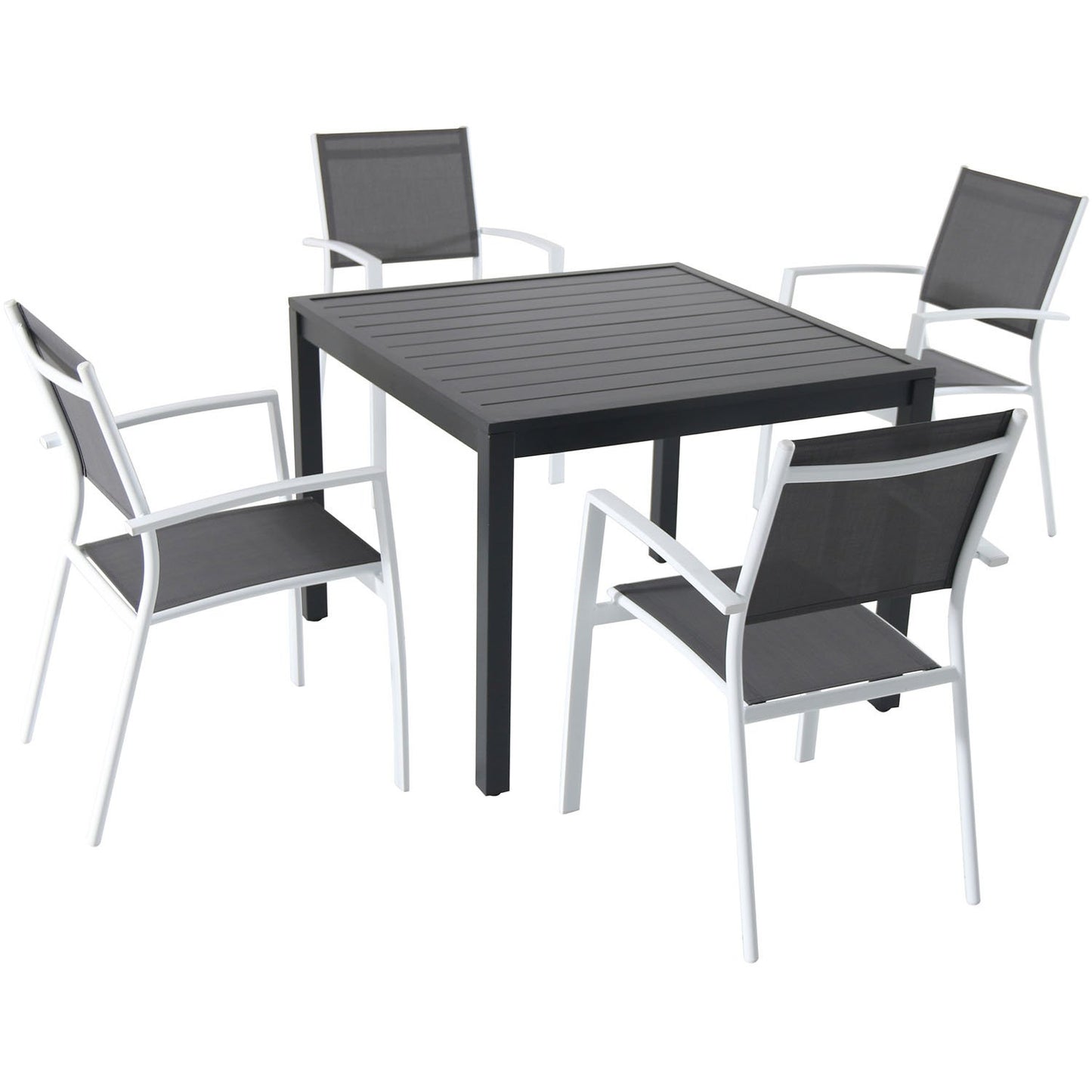 Hanover Naples 11-Piece Patio Dining Set with Rust Resistant Aluminum 40" x 118" Expanding Rectangular Dining Table w/ 10 High-Back Stackable Sling Chairs, Weather-Resistant Outdoor Dining Set for 10