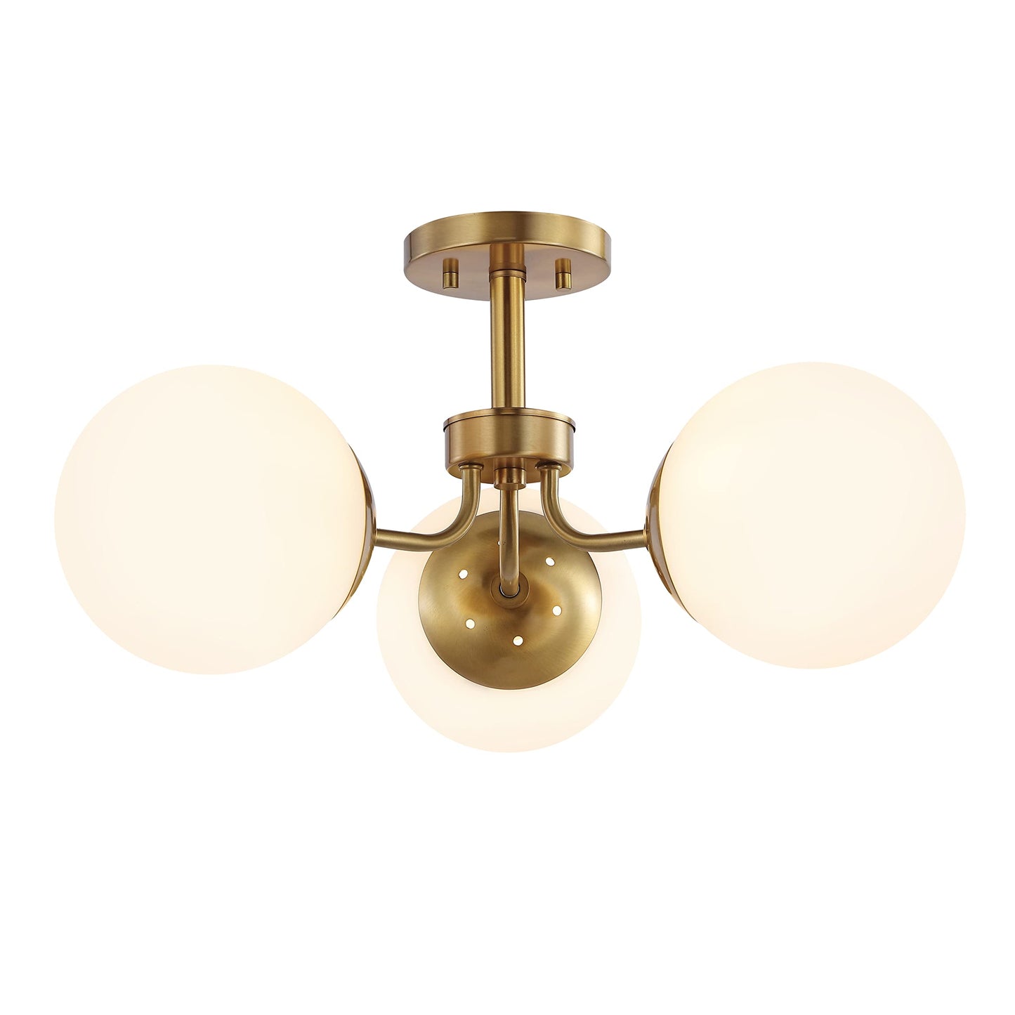 JONATHAN Y JYL7600F Olivier 23,5" 3-Light Bohemian Farmhouse Fer/Verre givré LED Semi Flush Mount, Chrome pour chambre à coucher, salon, cuisine, bureau à domicile, chambre d'enfants 