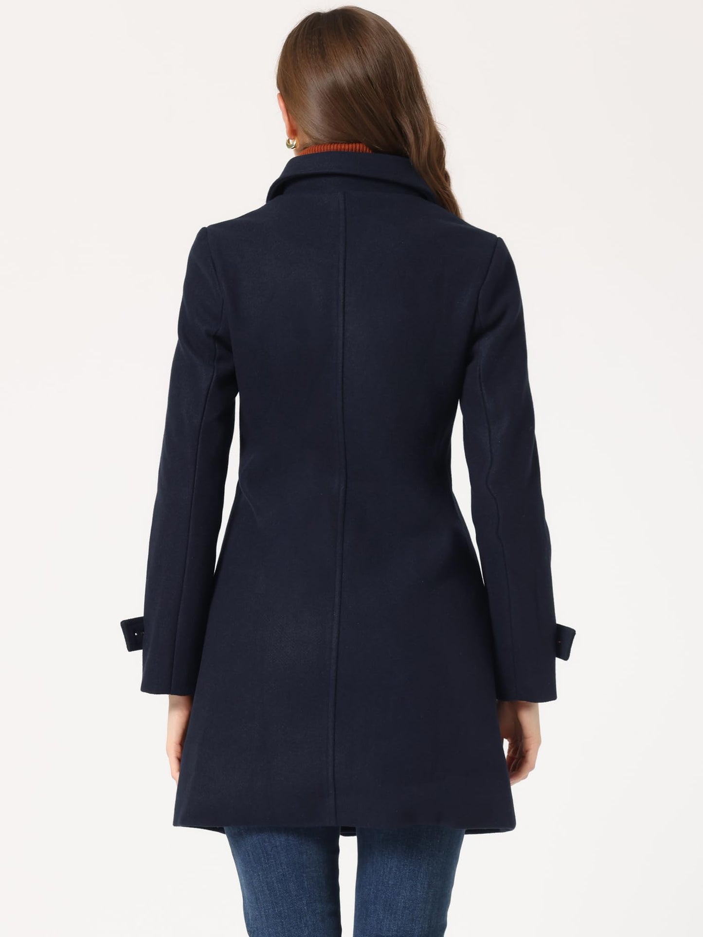 Manteau d'hiver pour femme Allegra K, col Peter Pan, mi-cuisse, coupe trapèze, simple boutonnage