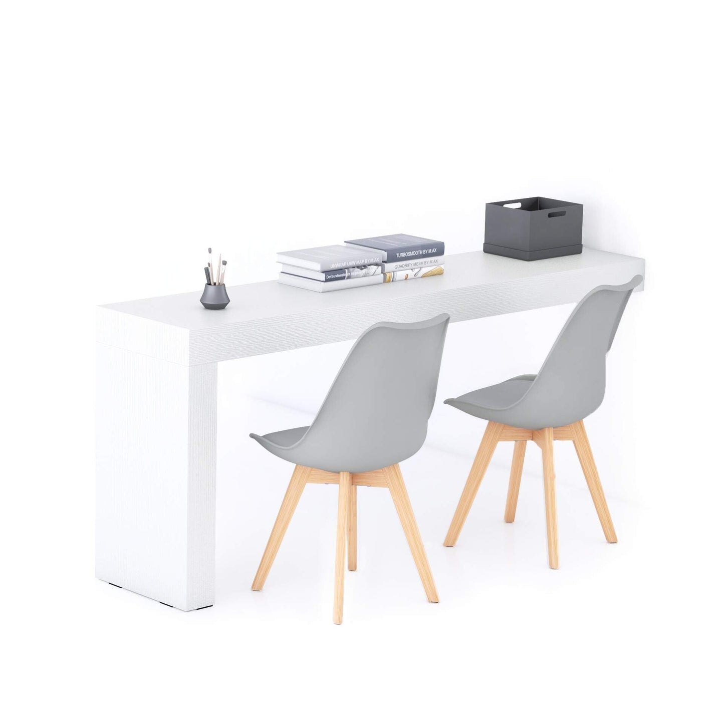 Mobili Fiver, Bureau Evolution 70,9 x 23,6 po, Frêne noir avec un pied, finition stratifiée, bureau moderne, bureau d'écriture et d'étude pour chambre à coucher, bureau, meubles italiens 