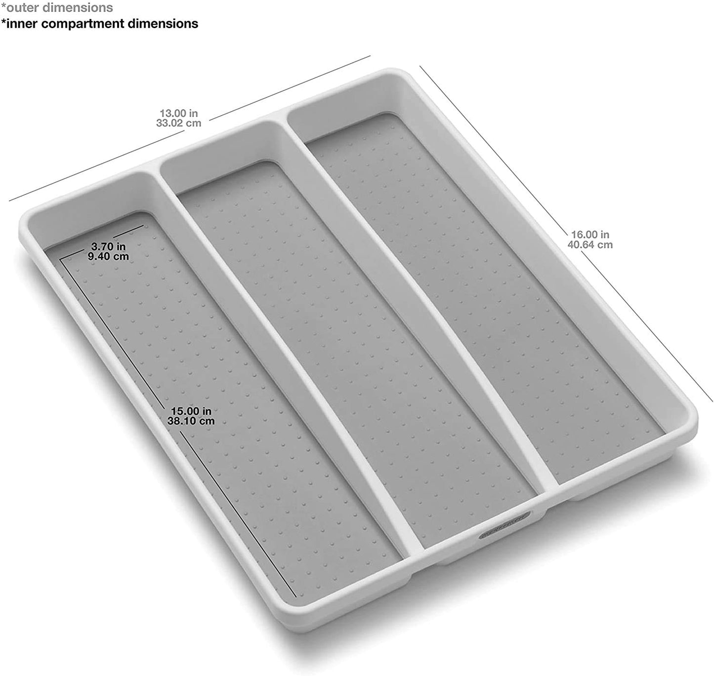 madesmart Classic Large Utensil Tray Soft Grip, Non-Slip Kitchen Drawer, Multi-Purpose Home Organization, BPA Free, Granite