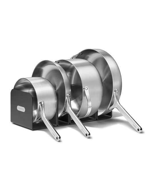 Batterie de cuisine en acier inoxydable Caraway (4 pièces) - Casseroles et poêles en acier inoxydable à 5 couches - Comprend une poêle à frire, une casserole, une sauteuse, un faitout et un rangement - Non toxique, sans PTFE ni PFOA 