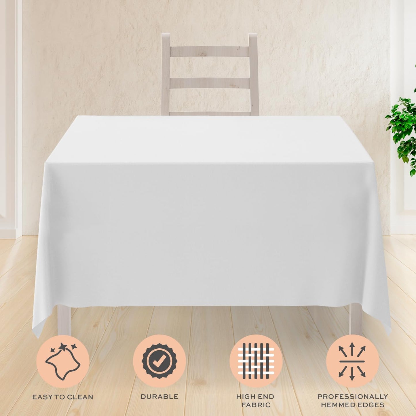 White Square Tablecloth 52x52 Inch, 200GSM - Set of 2 Extra Soft Square Tablecloths - Stain and Wrinkle-Resistant, Machine Washable, Card Table Tablecloth Square for Any Occasion, Premium Quality