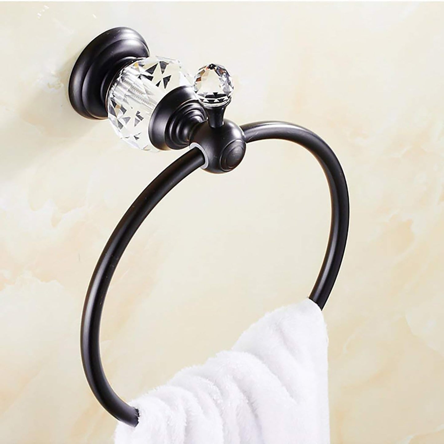 Crystal Series Brass Bathroom Hand Towel Ring, Polished Chrome