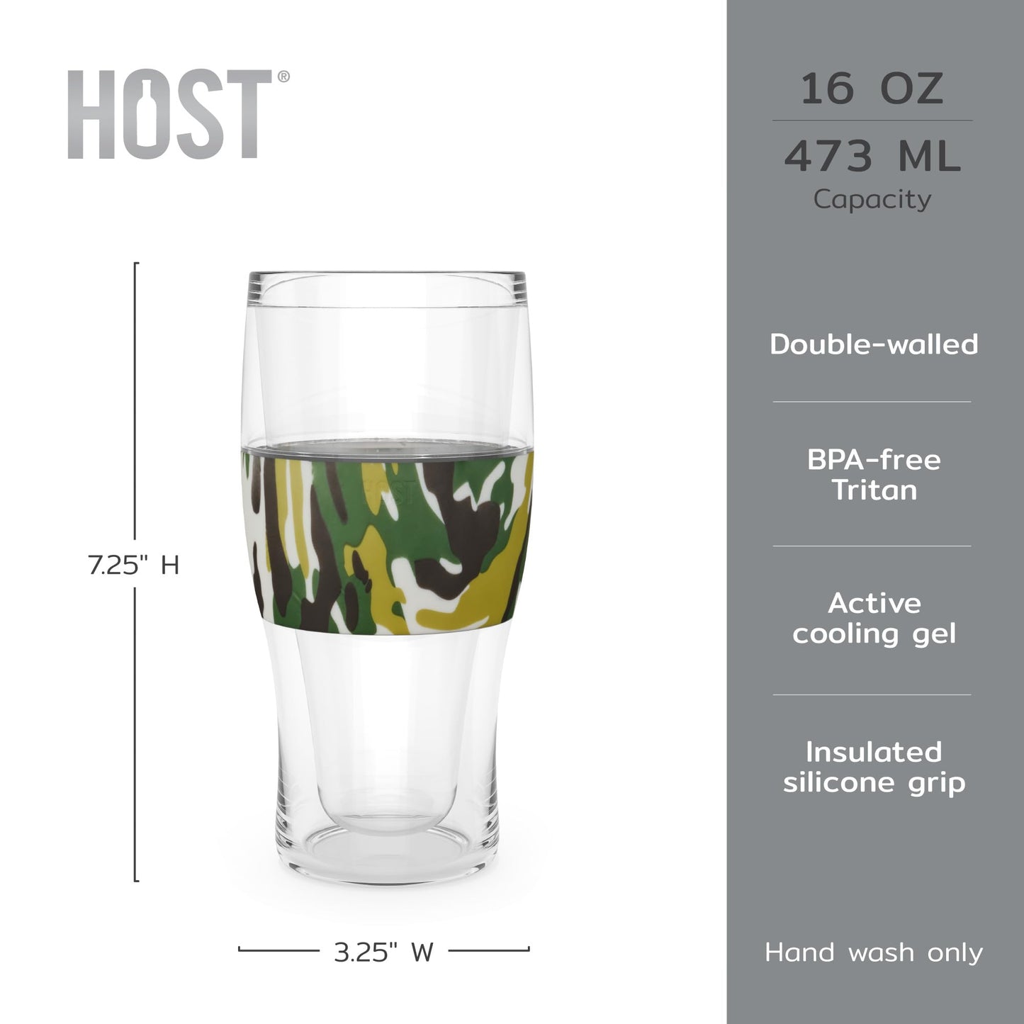 Host Freeze, Tasses congelées, Ensemble de pintes congelables, Bière Gardez vos boissons au frais, Verres isolés à double paroi, Gobelet pour café glacé, 16 oz, Lot de 2, Noir 