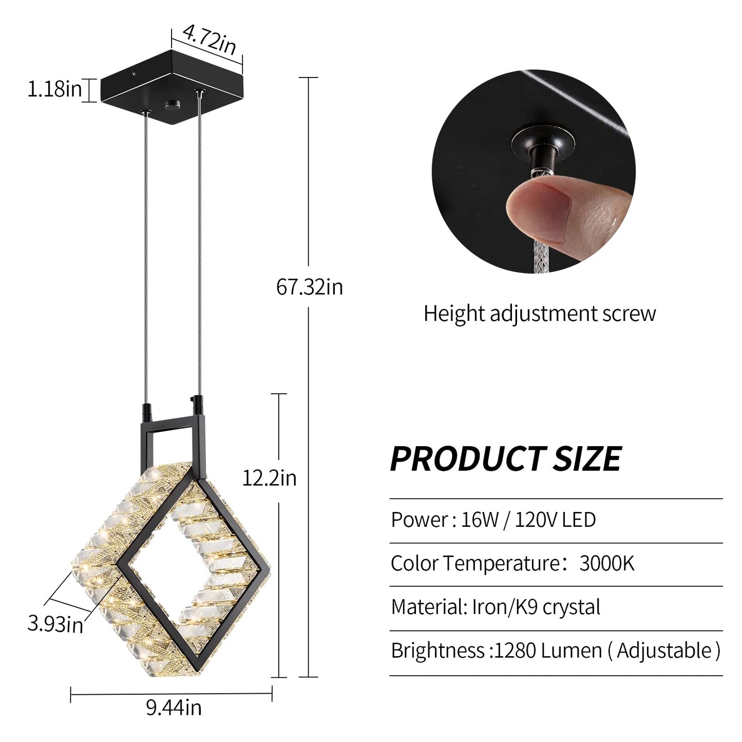 Mini-Leuchte für Kücheninseln, moderne LED-Pendelleuchte aus Kristall, rechteckiger Kronleuchter in Gold für Esszimmer, Wohnzimmer, Küche, Schlafzimmer, Bar (1 Stück) 