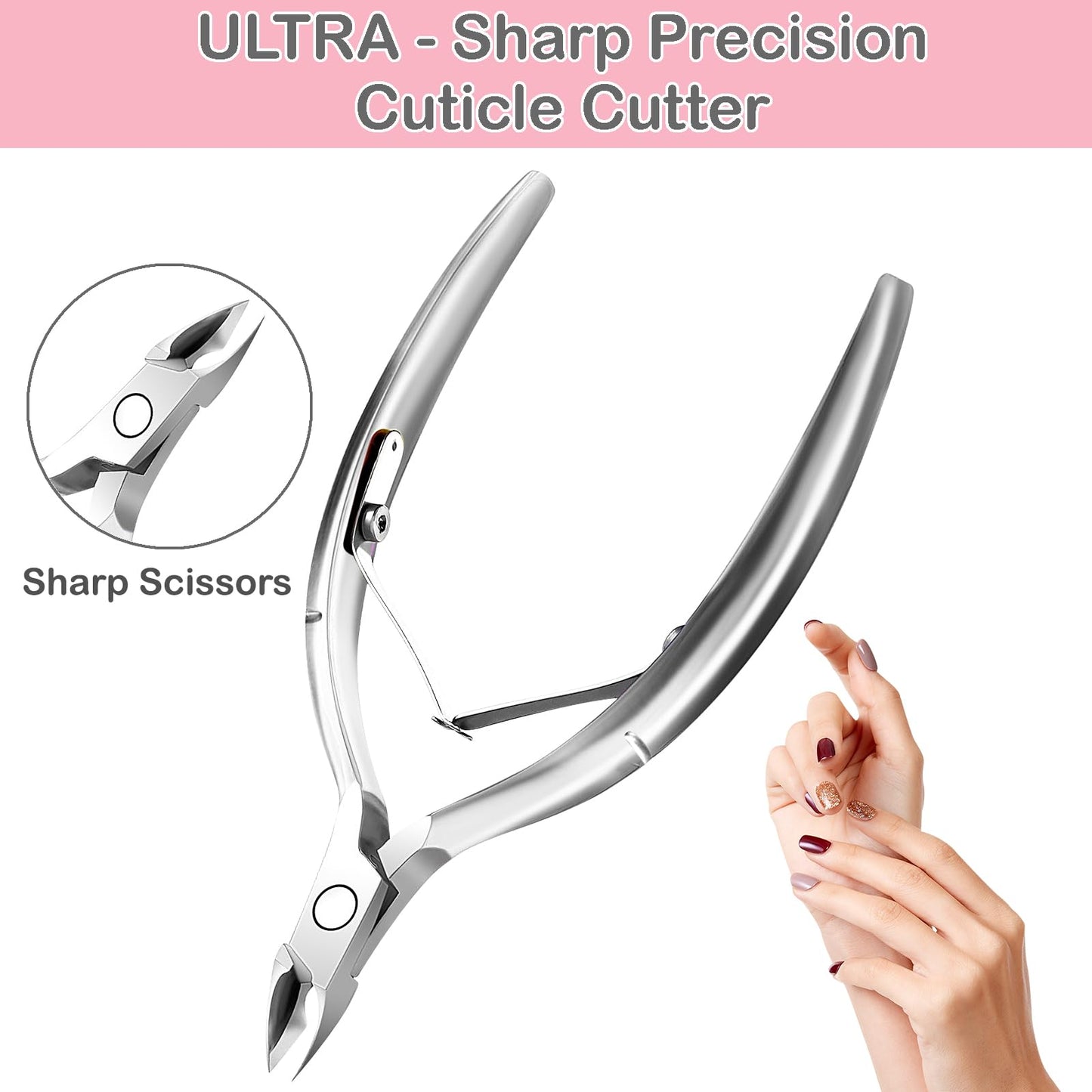 Cuticle Trimmer & Pusher – Professional Stainless Steel Manicure/Pedicure Tool for Nails