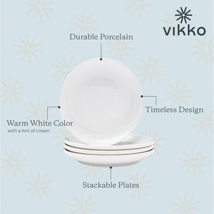 Vikko Ceramic Dinner Plates – Stackable White Plates