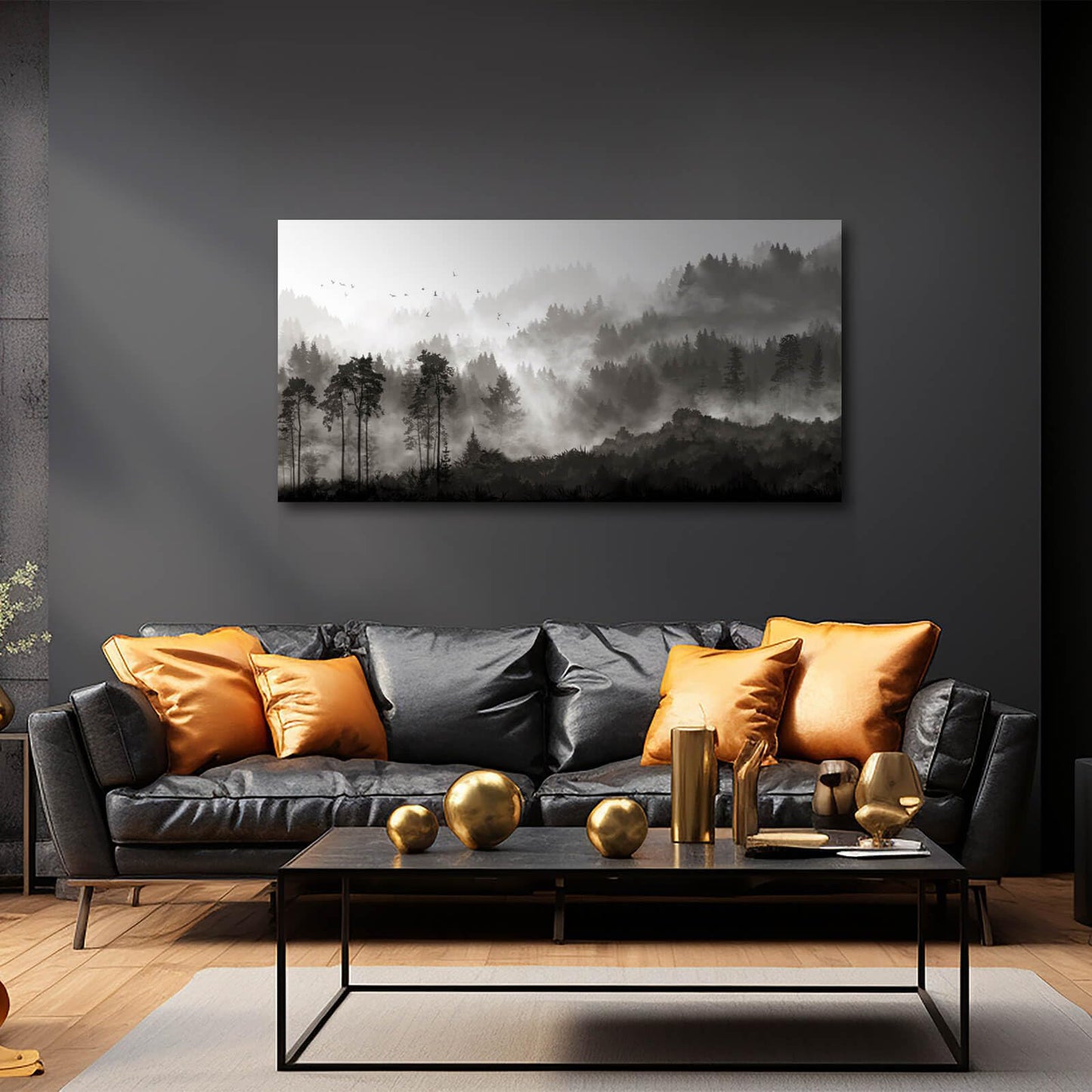 YJYart Abstrakte Wandkunst, Grün und Gold, handgemalt, Ölgemälde, Blüte, botanisch, großes Bild für Wohnzimmer, Schlafzimmer, Küche, Büro, 76,2 x 152,4 cm 