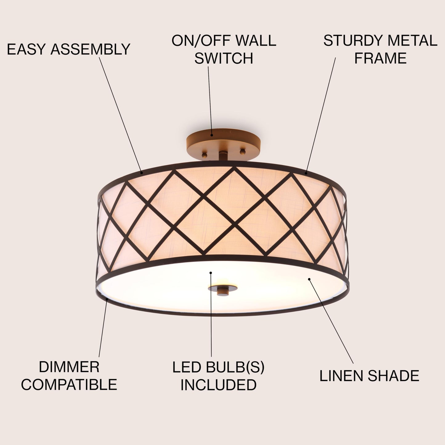 JONATHAN Y JYL3505A Elizabeth 13.25" Metal LED Flush Mount, Contemporary,Transitional Dimmable, 2700K Cozy Warm Light, for Kitchen,Hallway,Bathroom,Stairwell, Modern, 2 Lights + Bulbs, Gold