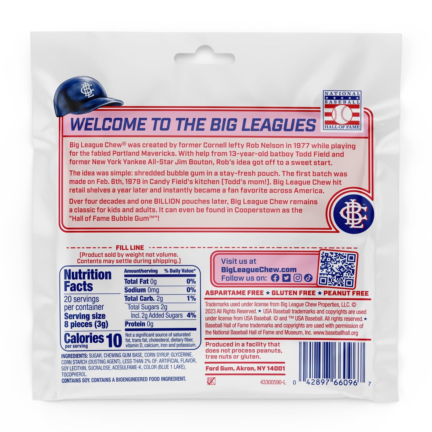 Chewing-gum original Big League Chew Outta Here - Saveur classique du stade de baseball | Parfait pour les matchs de baseball, les équipes, les concessions, les fêtes et plus encore | Paquet de 12 sacs (2,12 oz chacun)