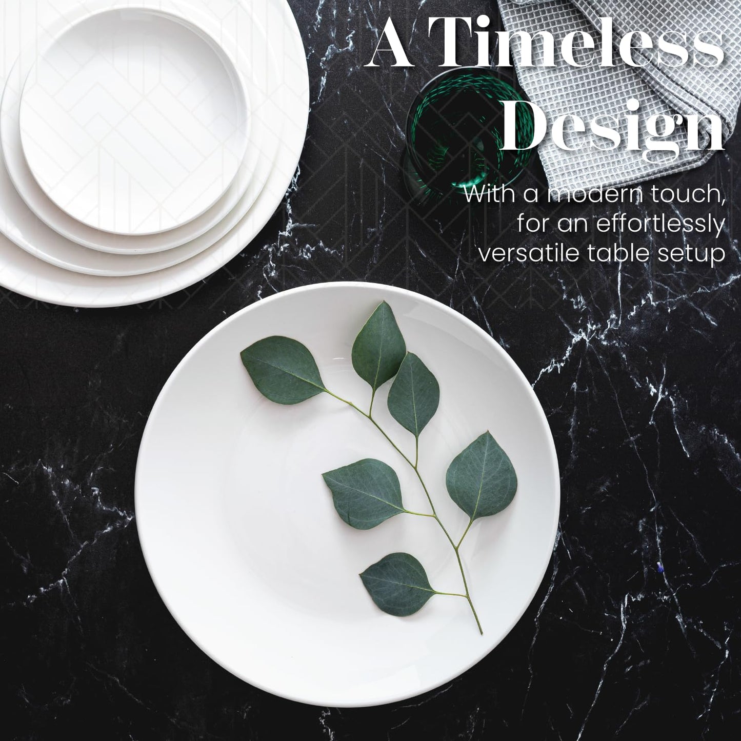 Vikko Ceramic Dinner Plates – Stackable White Plates