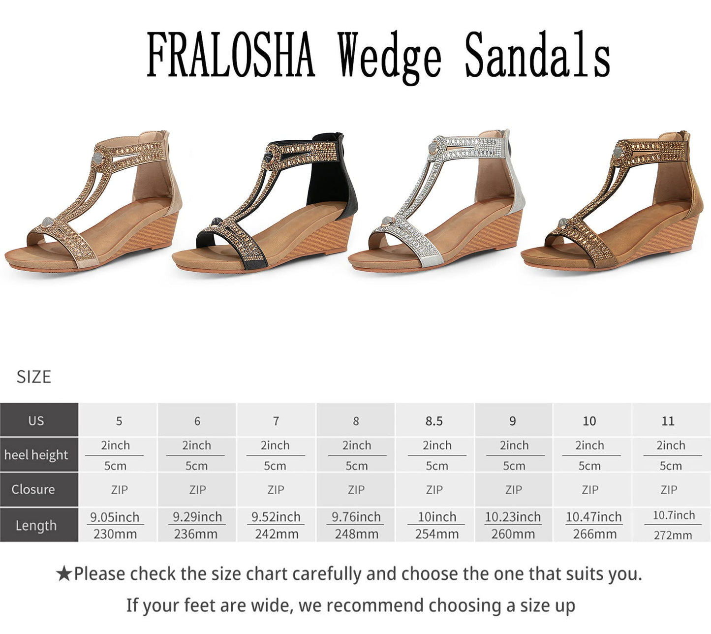 FRALOSHA Wedge Sandals for Women Open Toe Casual Summer Roman High Heel Breathable Beach Sandals