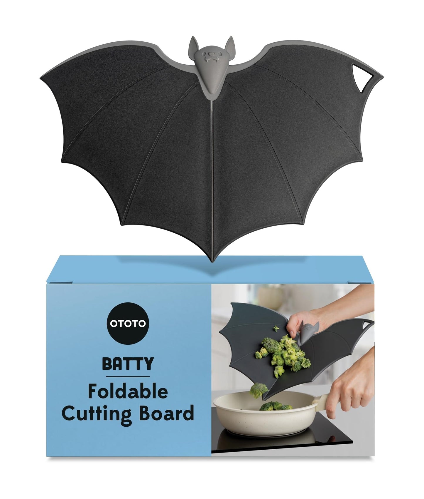 OTOTO Cutting Board Wooden & Plastic Cutting Boards for Kitchen, Fun & Spooky Kitchen Gadgets, Housewarming & Goth Gifts, Dishwasher Safe (Ninja, Wood)