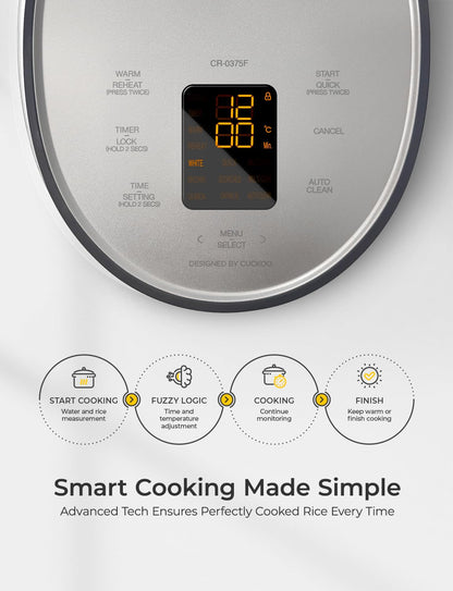 Rice Cooker 6 Cup Uncooked / 12 Cup Cooked, Fuzzy Logic, Delay Timer, Keep Warm, Steamer, Non-Stick Pot, Gray (CR-0675FG) – Gently Used