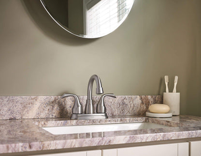 Moen Idora Chrome Two-Handle Centerset Bathroom Sink Faucet with Drain Assembly, 84115