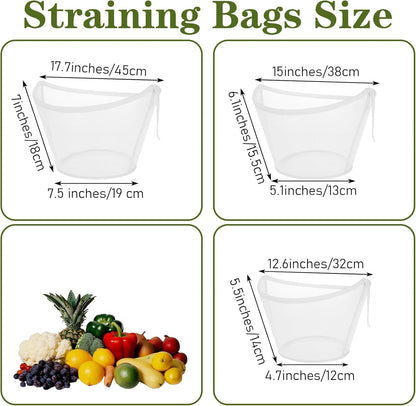 9-Pack Reusable Cheesecloth Nut Milk Bags, Organic Cotton Fine Mesh Food Strainers