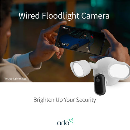 Wired Floodlight Security Camera with 2K HDR Video, 2000 Lumens, Color Night Vision & 2-Way Audio – Weather-Resistant