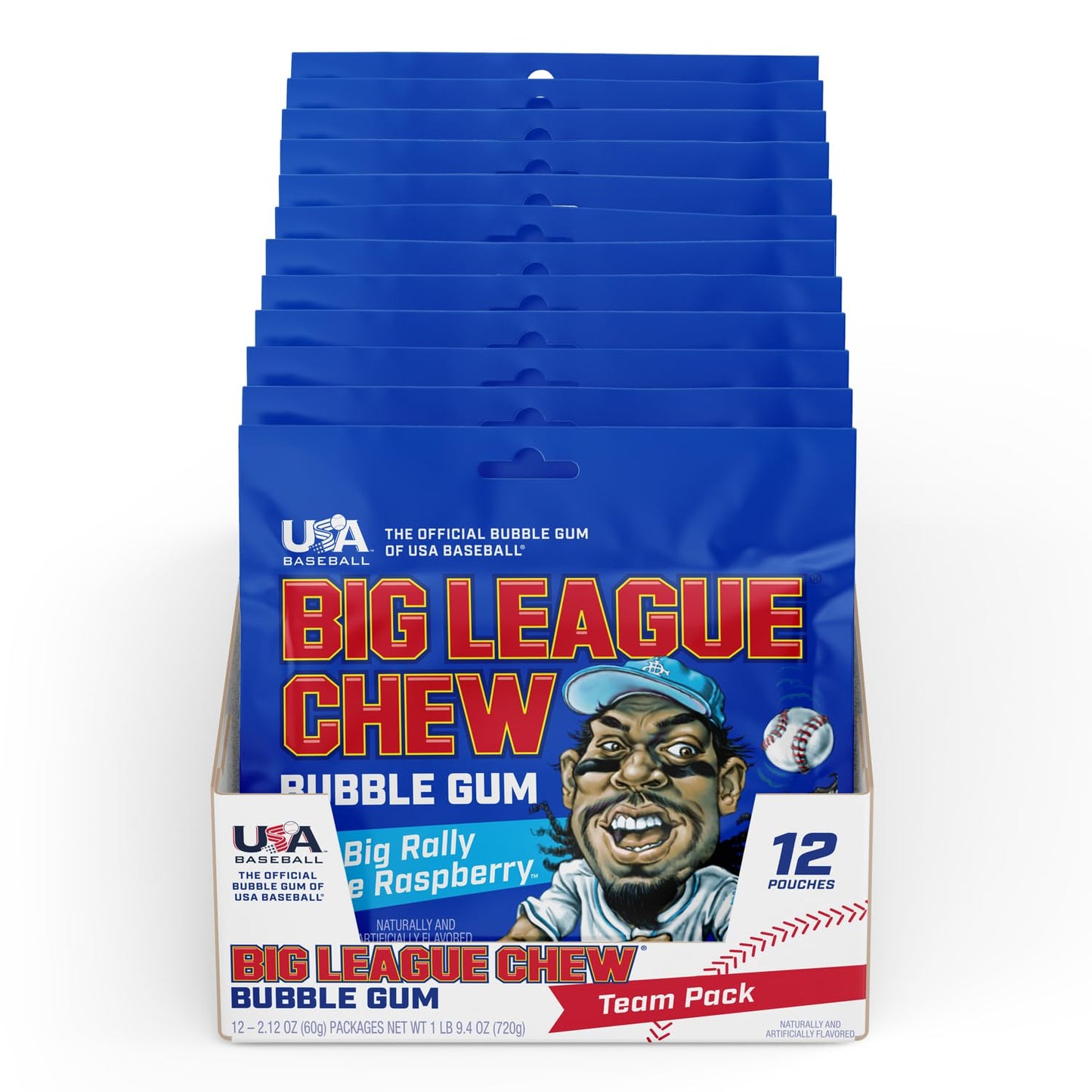 Chewing-gum original Big League Chew Outta Here - Saveur classique du stade de baseball | Parfait pour les matchs de baseball, les équipes, les concessions, les fêtes et plus encore | Paquet de 12 sacs (2,12 oz chacun)