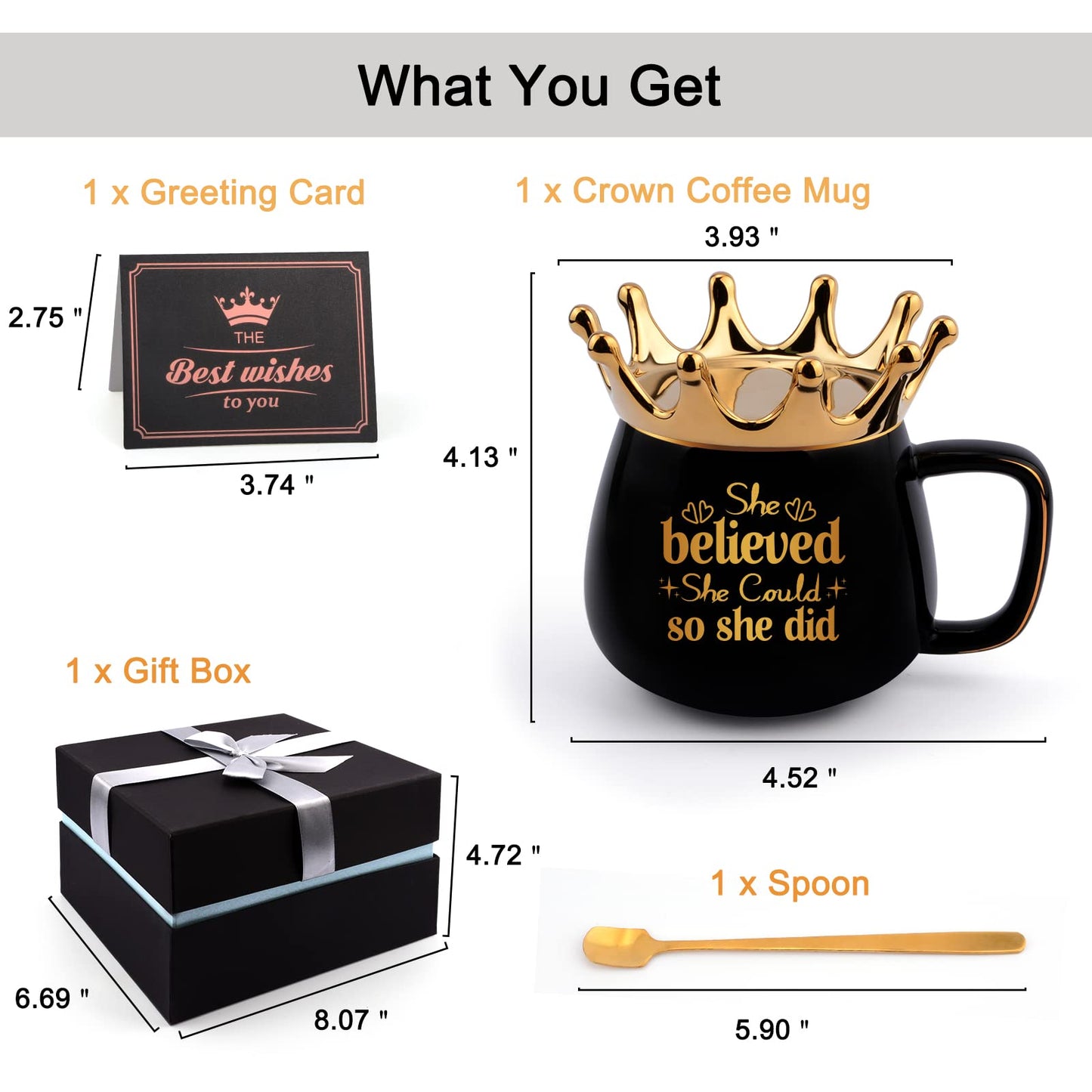 Valentine's Day Gifts for Women Her, Graduation Gifts for Her, College Graduation Congratulations Gifts for Women Sister Friends, Coffee Cup Gift, Crown Coffee Mug She Believed She Could So She Did