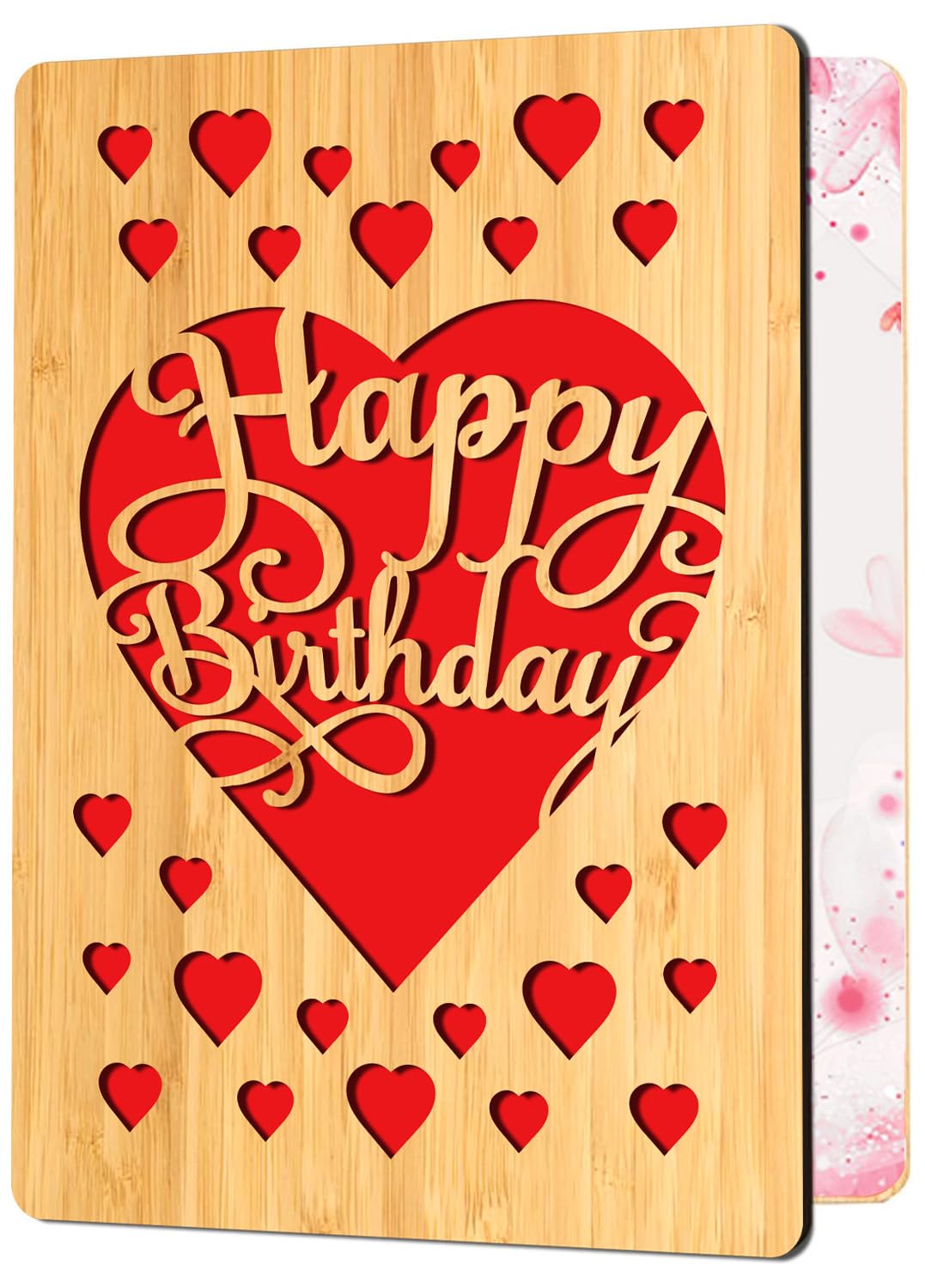 Cartes de vœux en bois de bambou faites à la main avec des cœurs Amour pour femme mari petite amie elle lui amis anniversaire mariage utilisation durable 