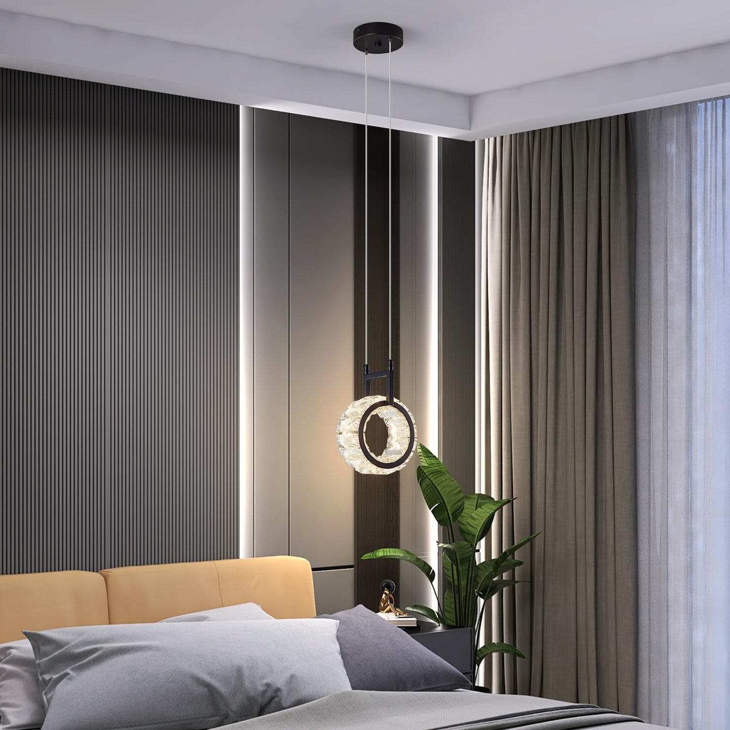 Mini-Leuchte für Kücheninseln, moderne LED-Pendelleuchte aus Kristall, rechteckiger Kronleuchter in Gold für Esszimmer, Wohnzimmer, Küche, Schlafzimmer, Bar (1 Stück) 