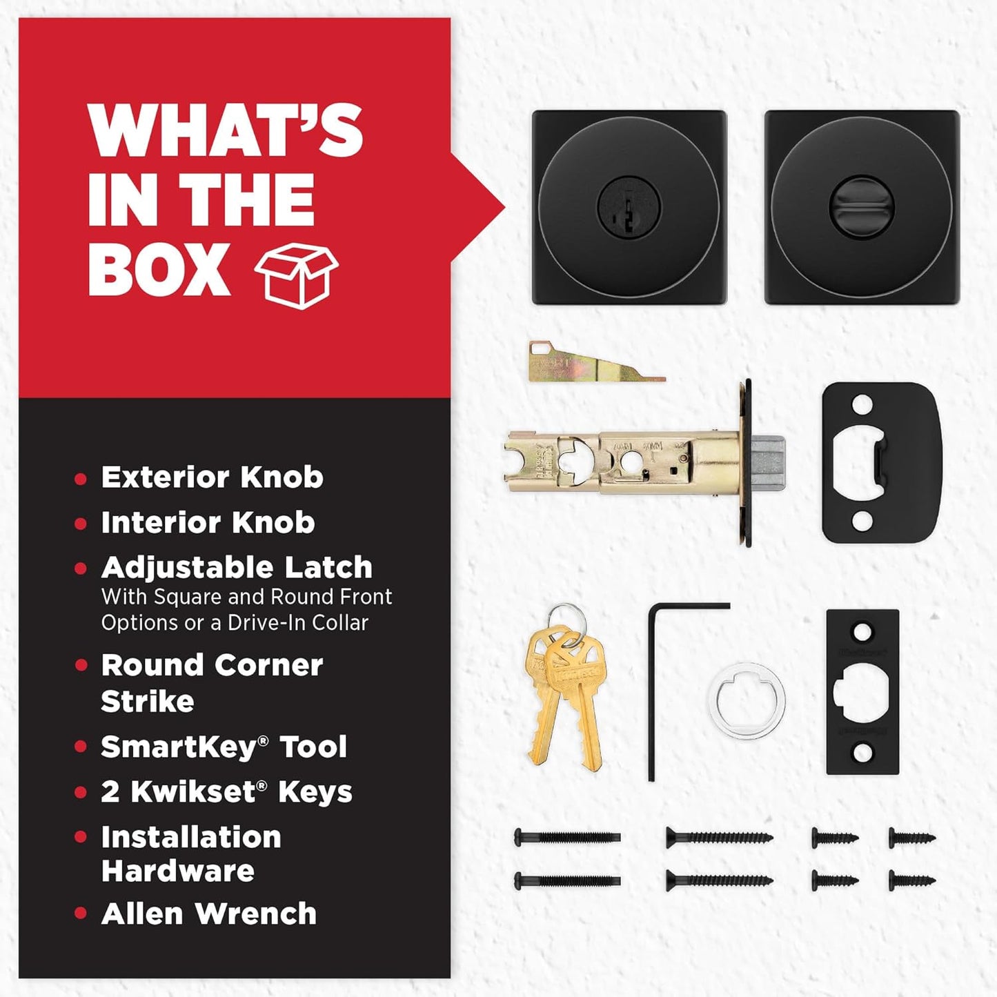 Entry Door Knob with Lock and Key, Keyed Exterior Door Handle with SmartKey Rekey Security, Pick Resistant