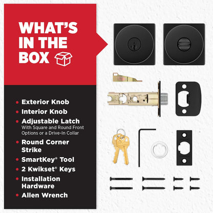 Entry Door Knob with Lock and Key, Keyed Exterior Door Handle with SmartKey Rekey Security, Pick Resistant