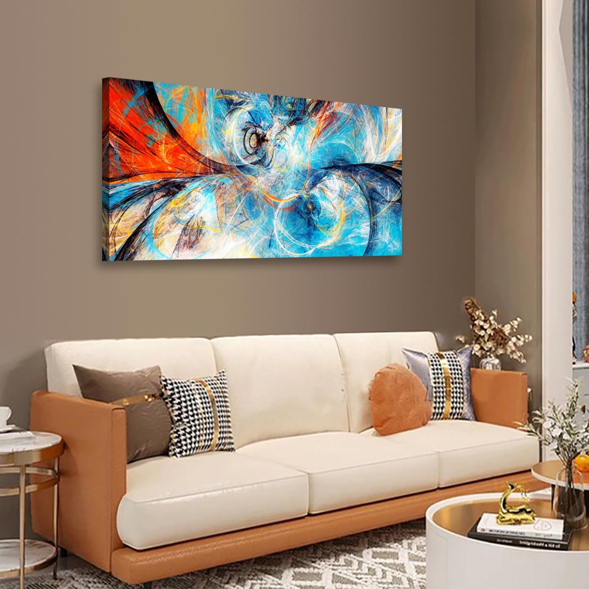 Golden Lotus Pictures Canvas Wall Art for Living room Office Bedroom Wall Decor,Flowers Wall Art Print Paintings Modern Abstract Oil Painting Artwork Waterproof Ready to Hang-20x40inch