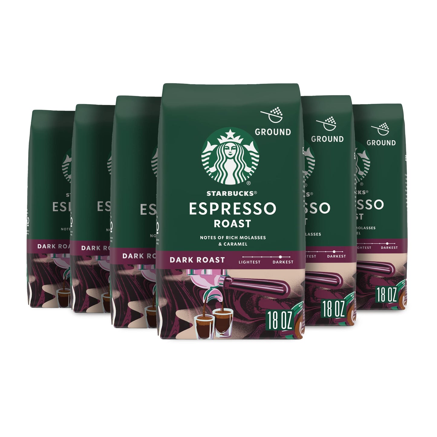 Café moulu Starbucks, café torréfié foncé, torréfaction française, 100 % arabica, 1 sac (28 oz) 