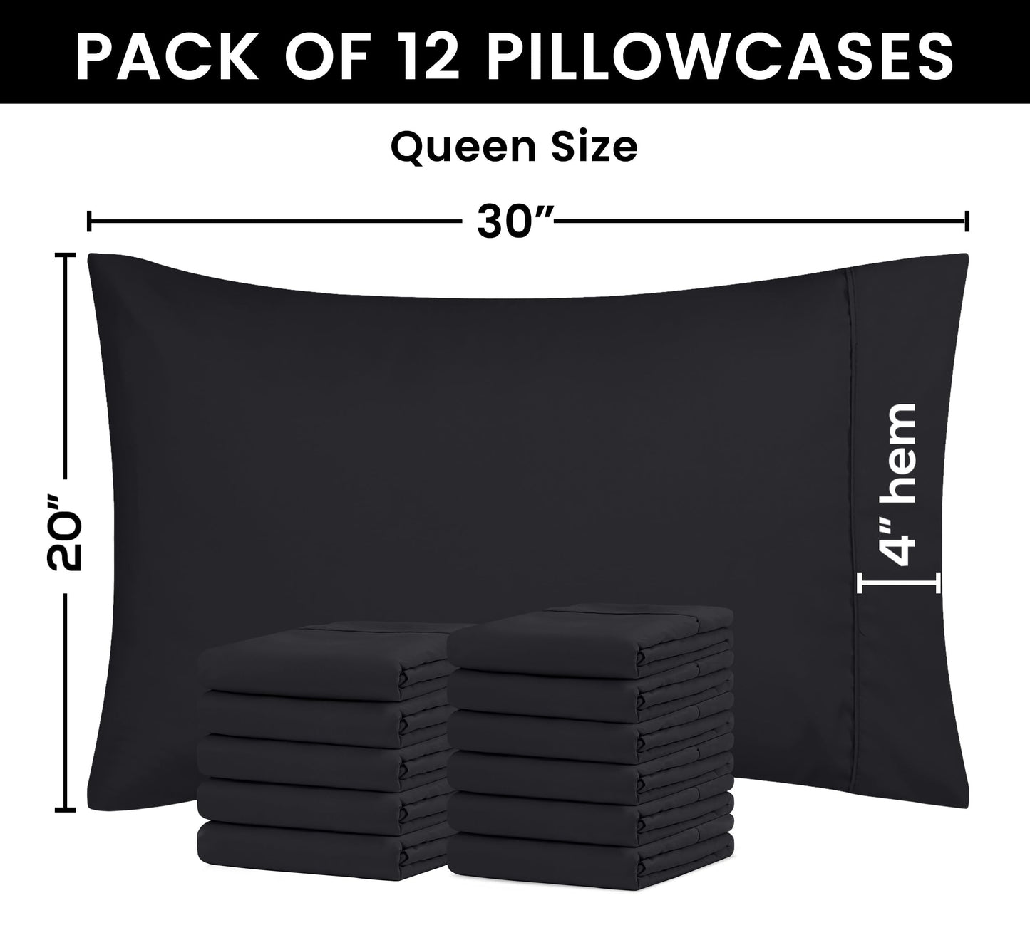 Taies d'oreiller Queen Utopia Bedding - Paquet de 4 - Fermeture à enveloppe - Tissu en microfibre brossé doux - Housses d'oreiller résistantes au rétrécissement et à la décoloration - Taille Queen 20 X 30 pouces (Queen, Gris) 