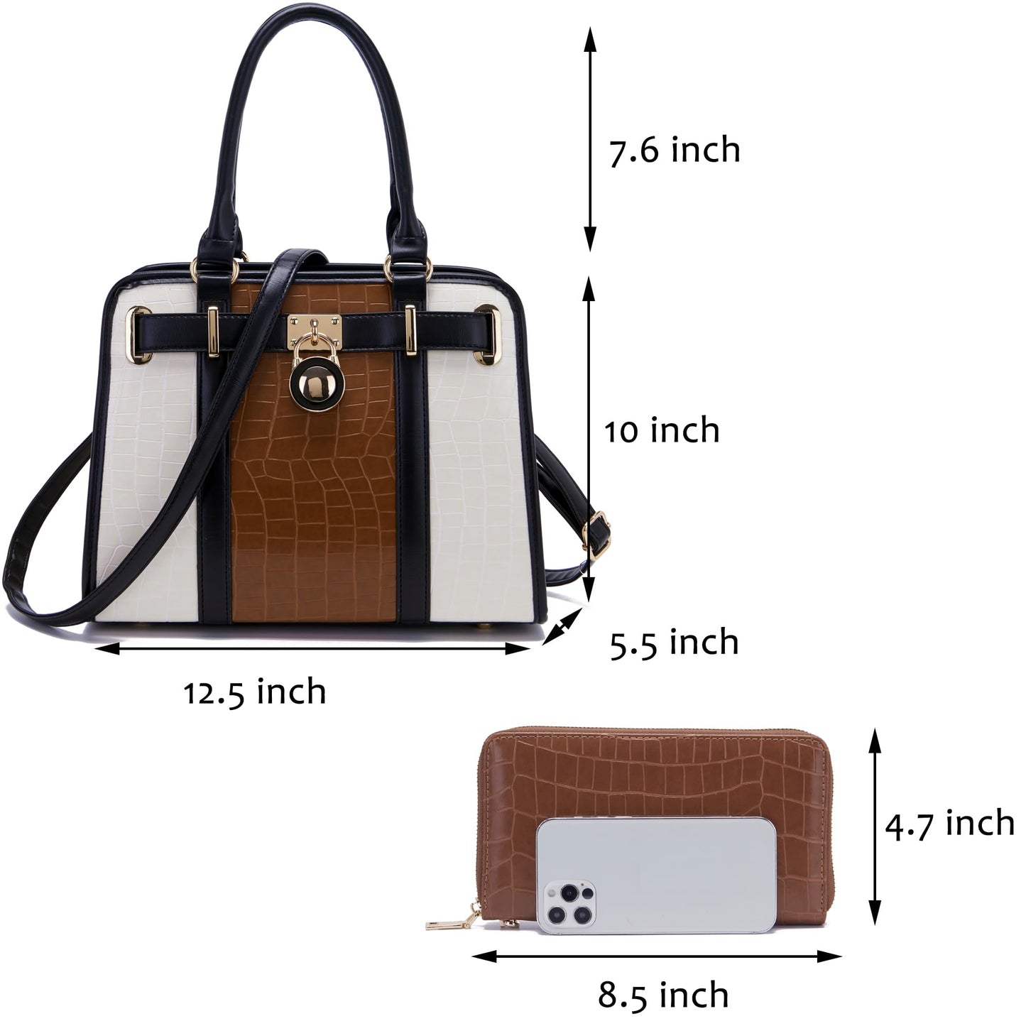 Handbags Sets For Women Shoulder Bags Top Handle Work Satchel Tote Purses Set With Matching Wallet 2pcs