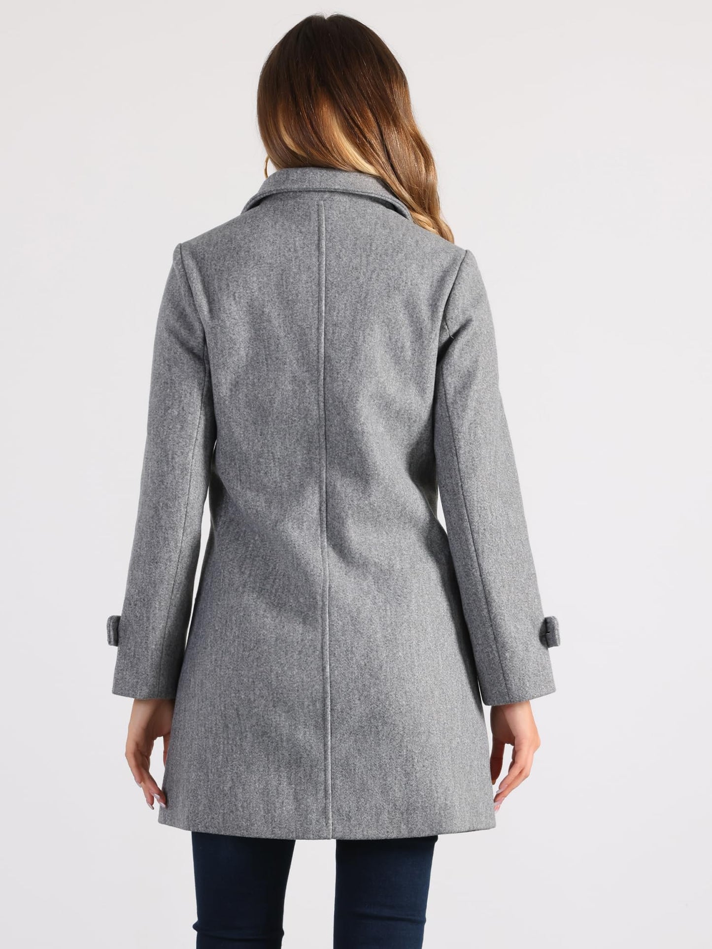 Manteau d'hiver pour femme Allegra K, col Peter Pan, mi-cuisse, coupe trapèze, simple boutonnage