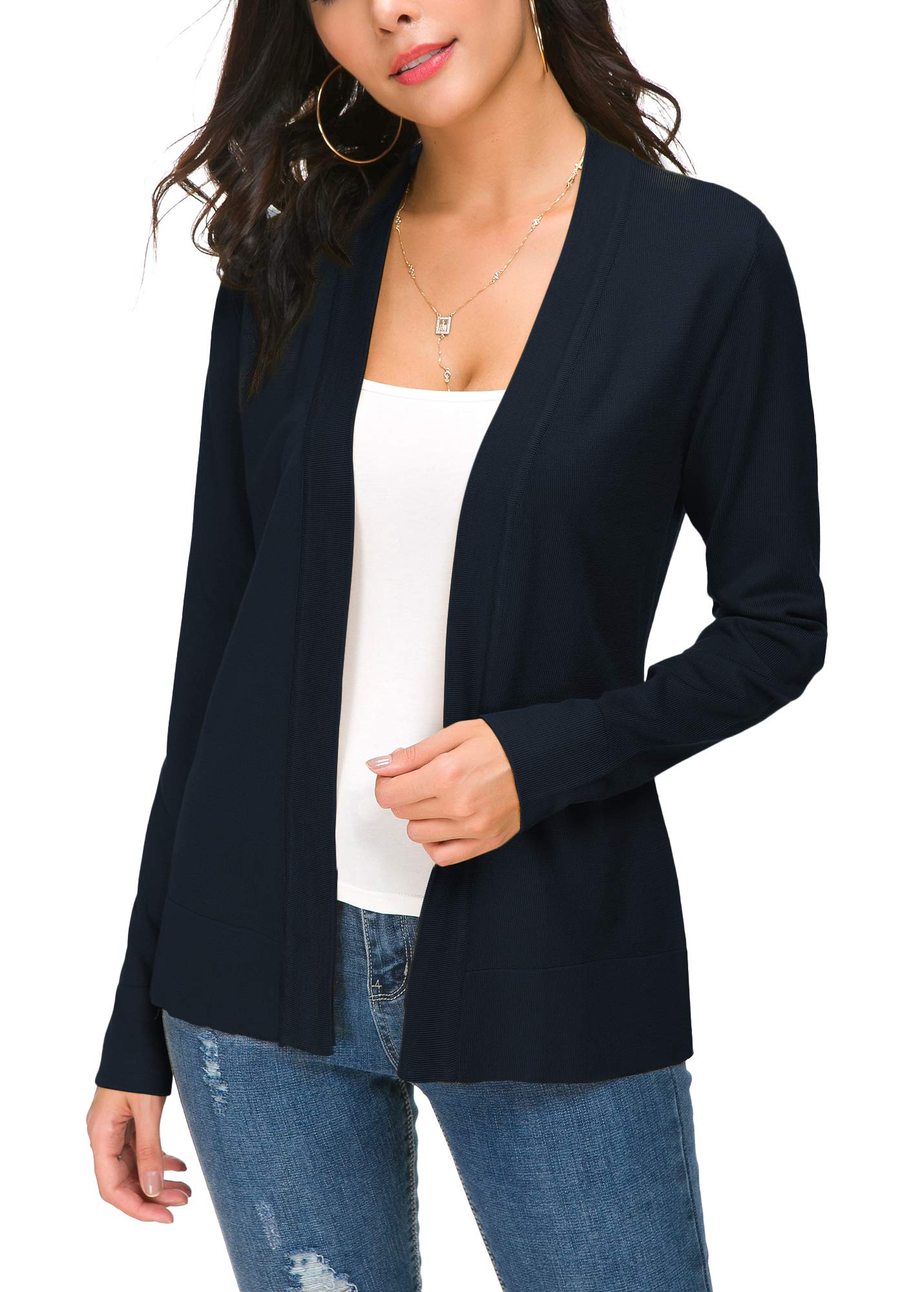 Cardigan en tricot ouvert sur le devant pour femme, manteau à manches longues