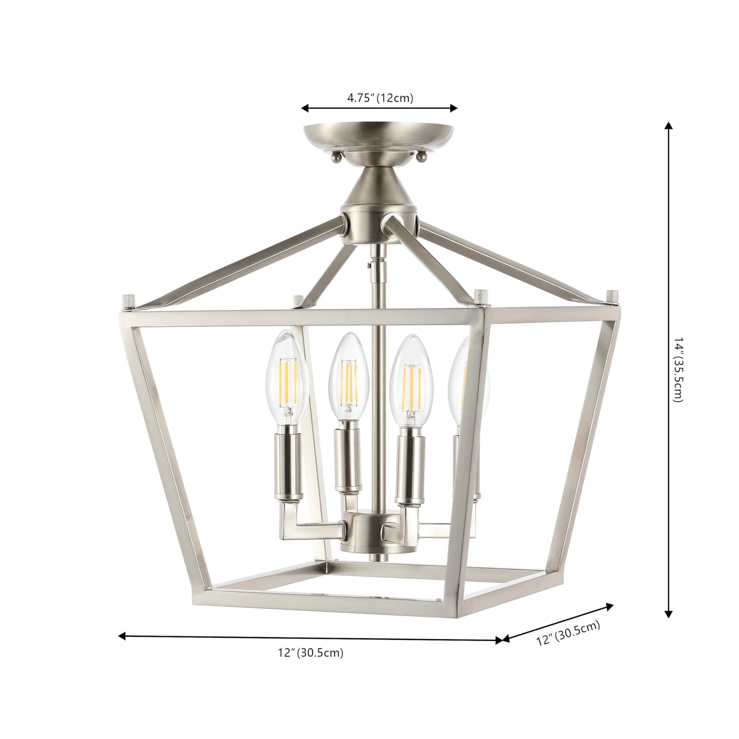 JONATHAN Y JYL7610A Plains Mini-Laterne, 30,5 cm, 4 Lichter, Eisen, modernes Bauernhaus-LED-Bündigeinbauset, rustikal, industriell, dimmbar, 2700 K, gemütliches warmes Licht, für Küche, Flur, Badezimmer, Treppenhaus, ölgeriebene Bronze 